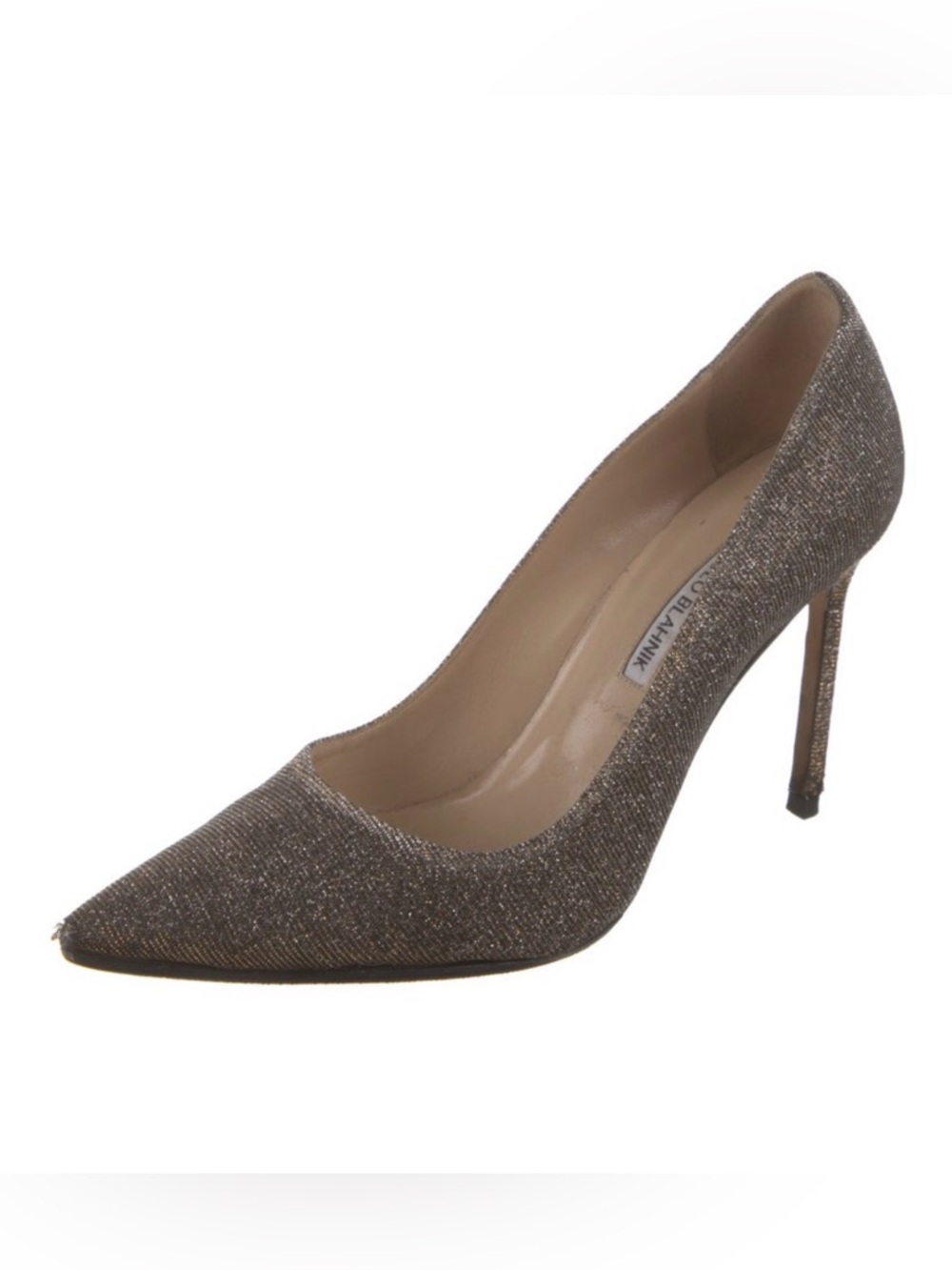 Manolo blahnik Shimmering Taupe Pointed-Toe Stiletto size 37